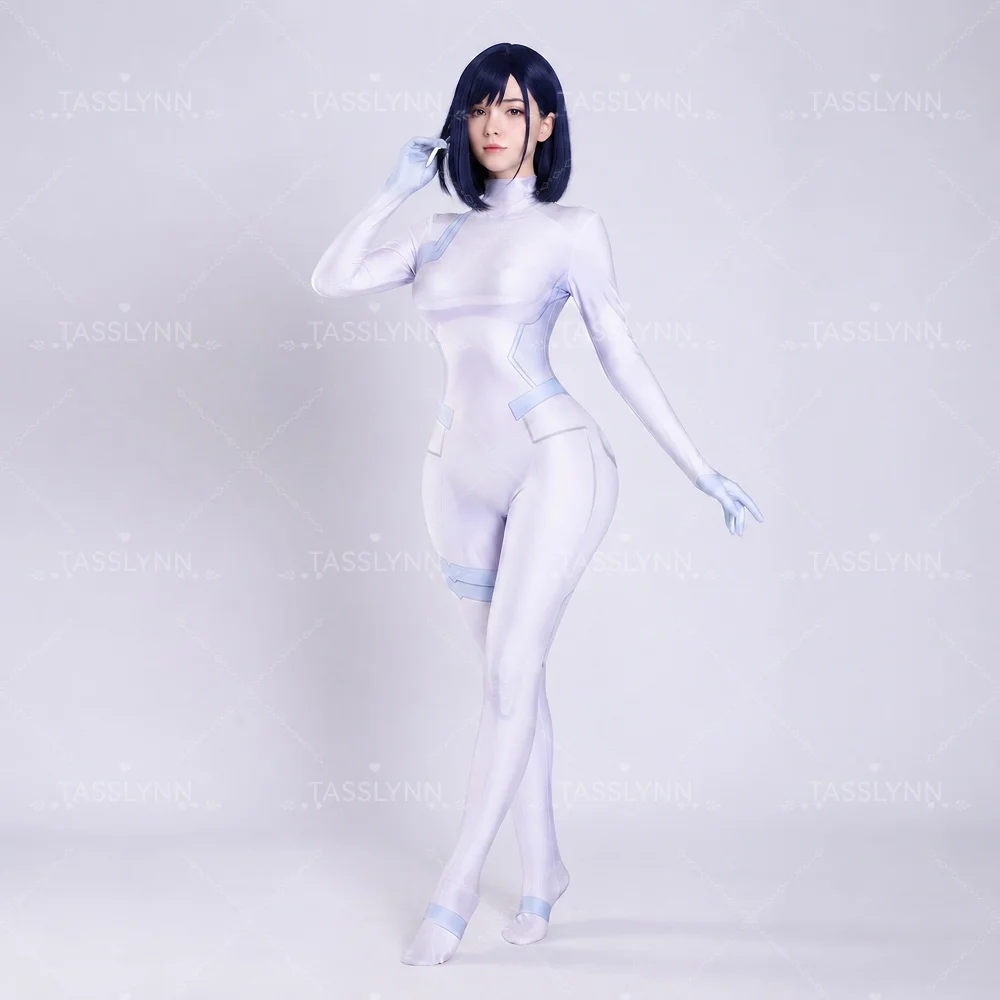 Ichigo Cosplay Zentai Bodysuit White Jumpsuit, Anime Strawberry Full Body Battle Costume For Comic Con Halloween Photoshoot view 6