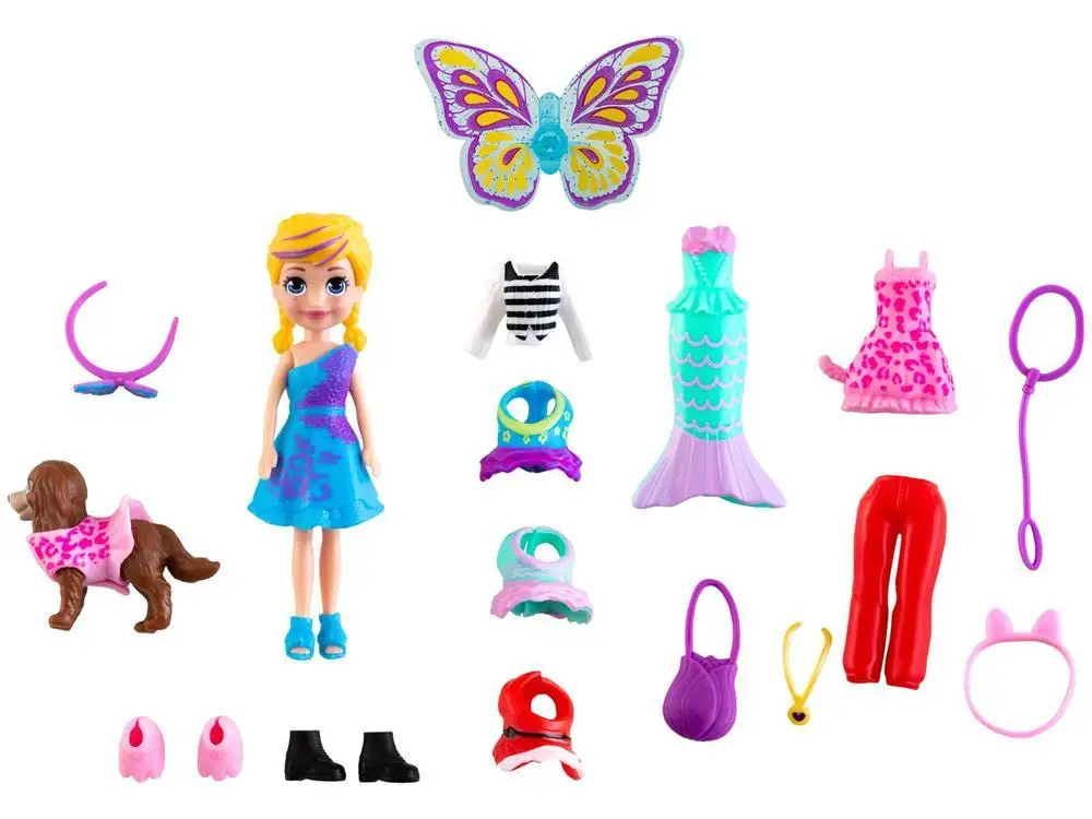 Polly Pocket Doll Dog Kit Fantasies