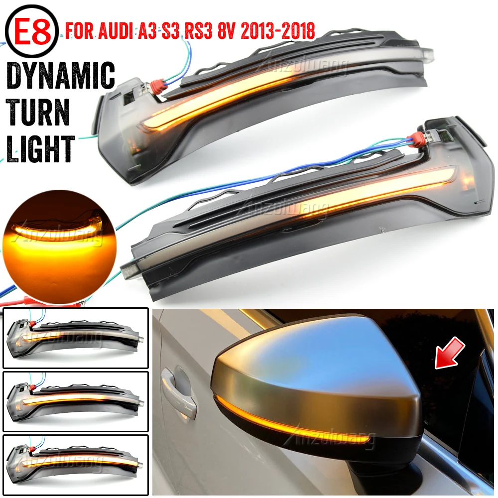 Dynamic blinker for Audi A3 8V S3 RS3 Side Mirror light LED Turn Signal 2013 2014 2015 2016 2017 2018 2019 2020 Arrow flasher