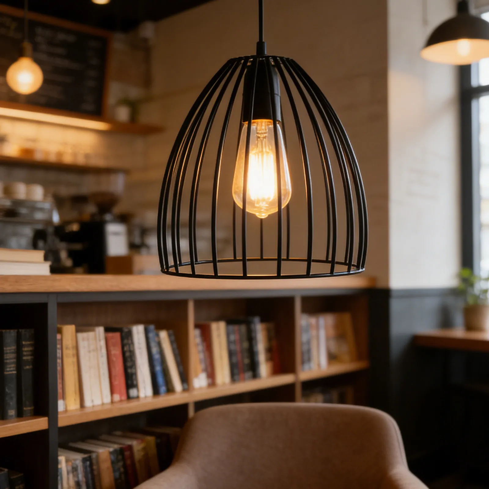 Black Metal Cage Light Shade Industrial Birdcage Pendant Ceiling Lamp Hollow Wrought Iron Lampshade Decorative Home Hotel Cafe
