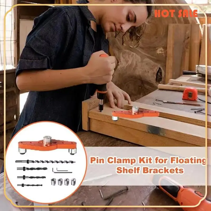ABFA-Dowel Jig Kit For Floating Shelf Bracket(1/2Inch X 11.8Inch Drill Bit) Drill Guide For  Shelf,Centering Hole Drill