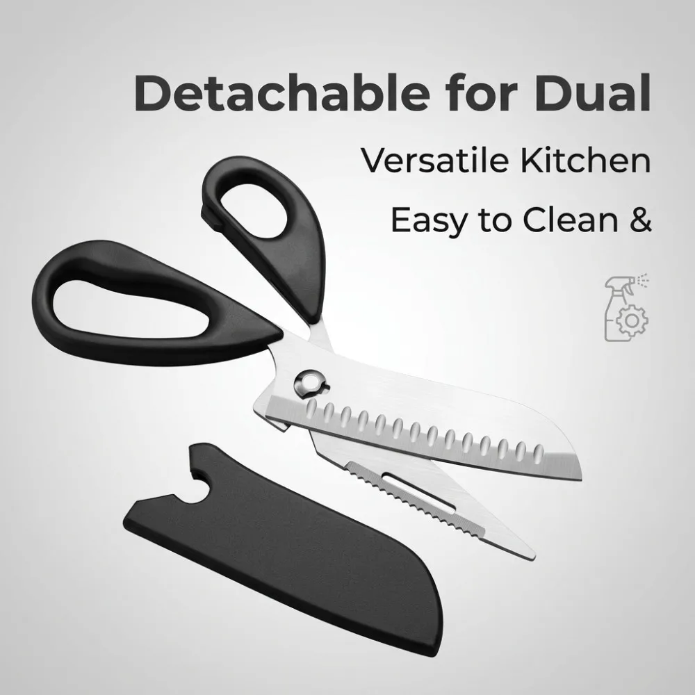 5 Inch Stainless Steel Multifunction Scissors Meat Cut Scissors Kitchen Scissor Shredde Removable Kitchen Knife Hand Tool