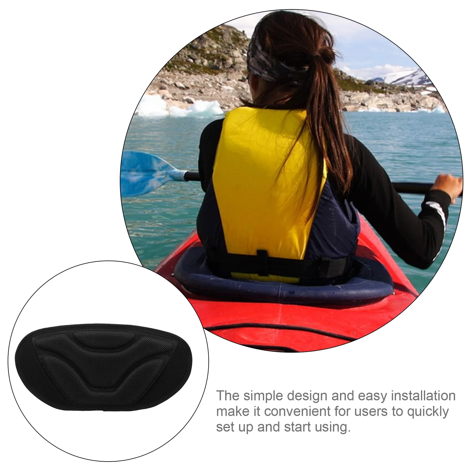 

Kayak Backrest Cushion Black EVA Sweat-proof Ergonomic Design for Single-person Kayaks Non-slip Waterproof Gel Mat Outdoor Canoe