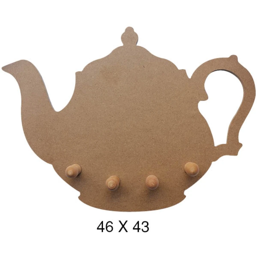 F746 Teapot Robe Hook, Unpainted Raw Wood Mdf Key Chain