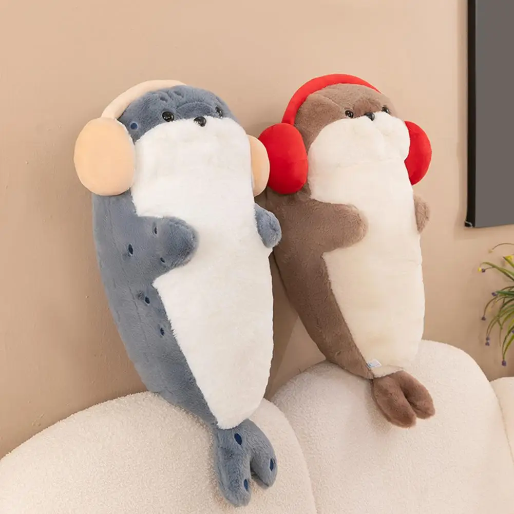 New Creative Seal Plush Toy Cute Bed Sleeping Pillow Super Soft Seal Doll Hug Sleeping Sea Otter Doll Gift Female