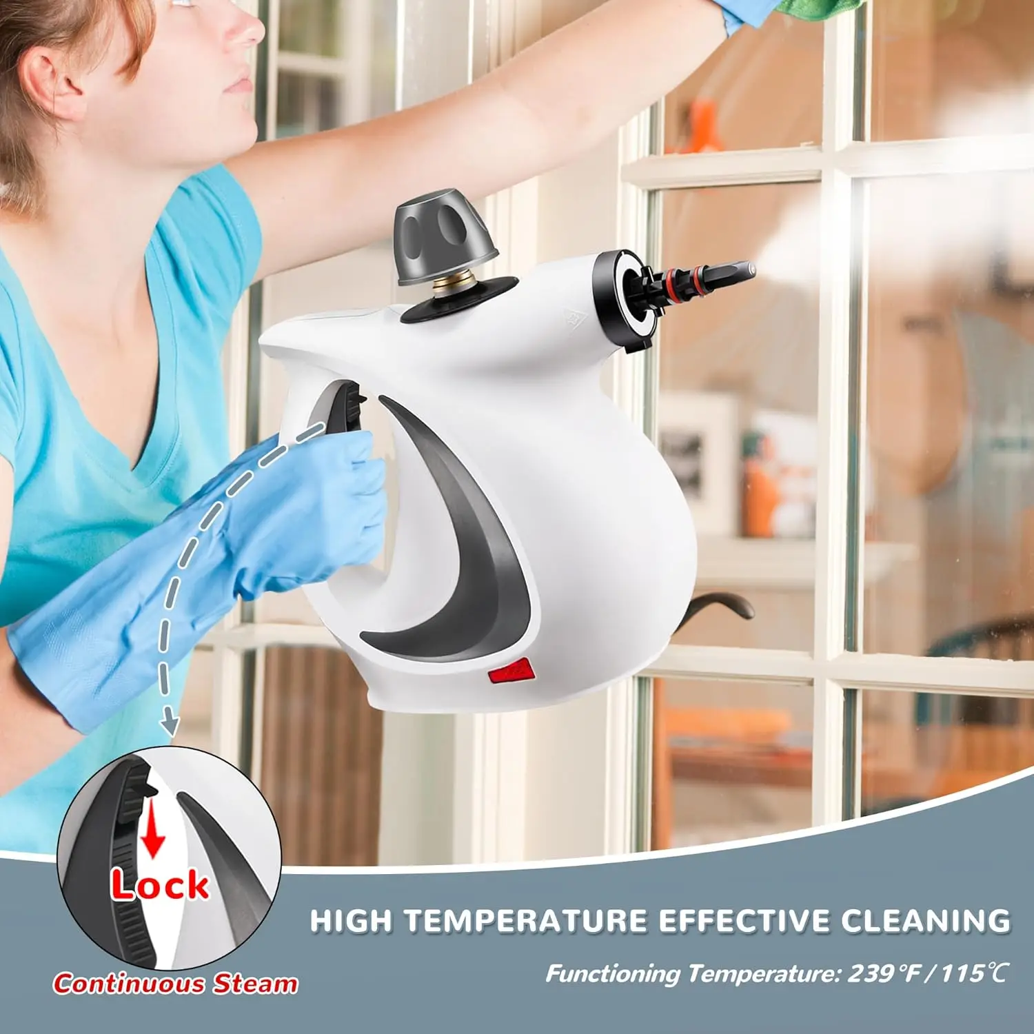 Handheld Steam Cleaner, Portable Steamer with Large Capacity,11-Piece Accessory Set for Floor, Car, Carpet, Upholstery,2025 NEW image 4