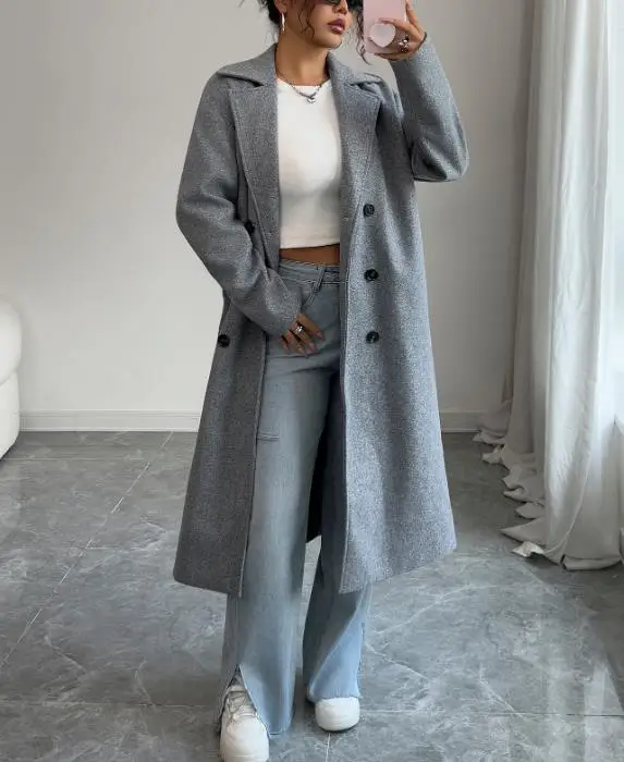

Осень/зима 2022, новое модное элегантное простое стильное пальто на пуговицах, женское пальто, женское пальто, женская одежда