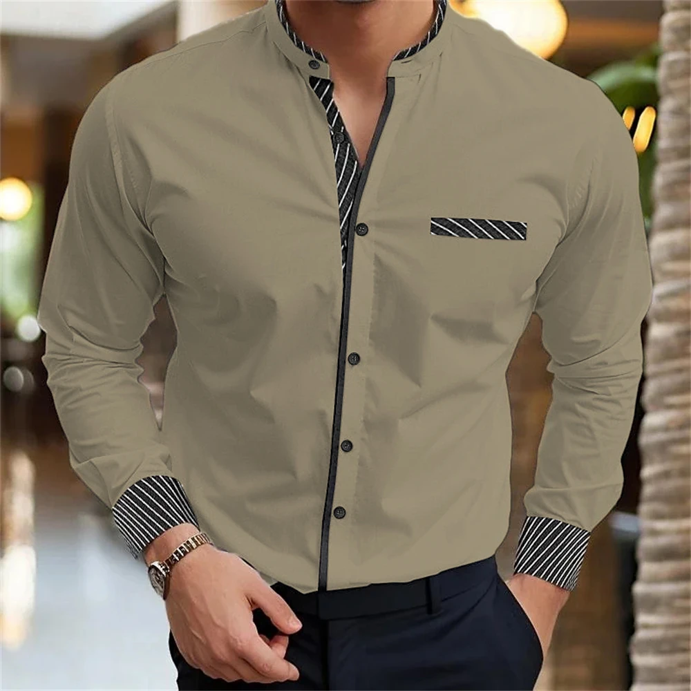 Heren overhemd met lange mouwen Effen overhemd Mode Hoge kwaliteit 17 kleuren Optioneel Business Casual herenkleding XS-6XL