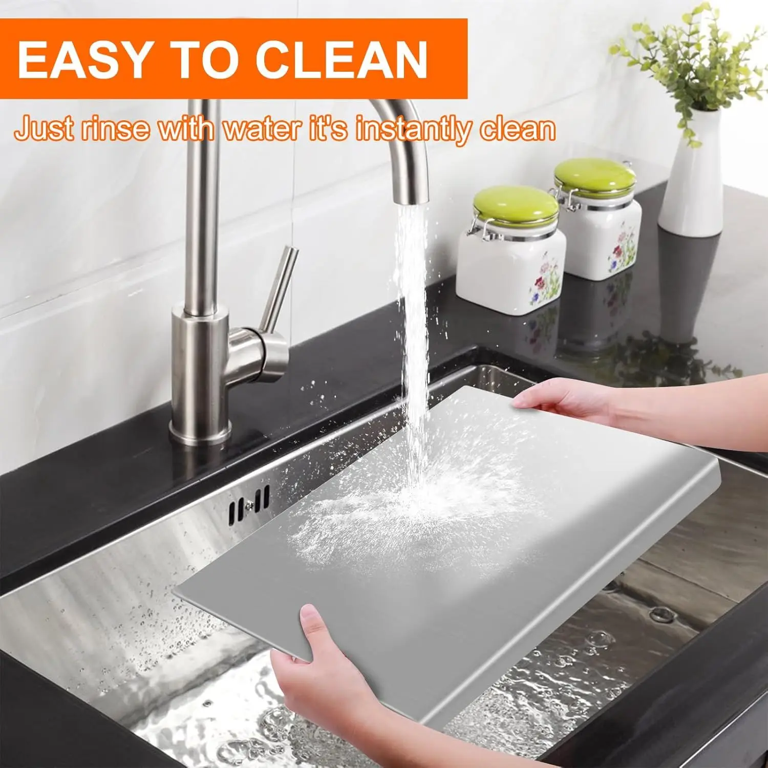 

Большая разделочная доска из нержавеющей стали с бортиком для кухни, для разделки мяса над раковиной, металлическая доска для столешницы