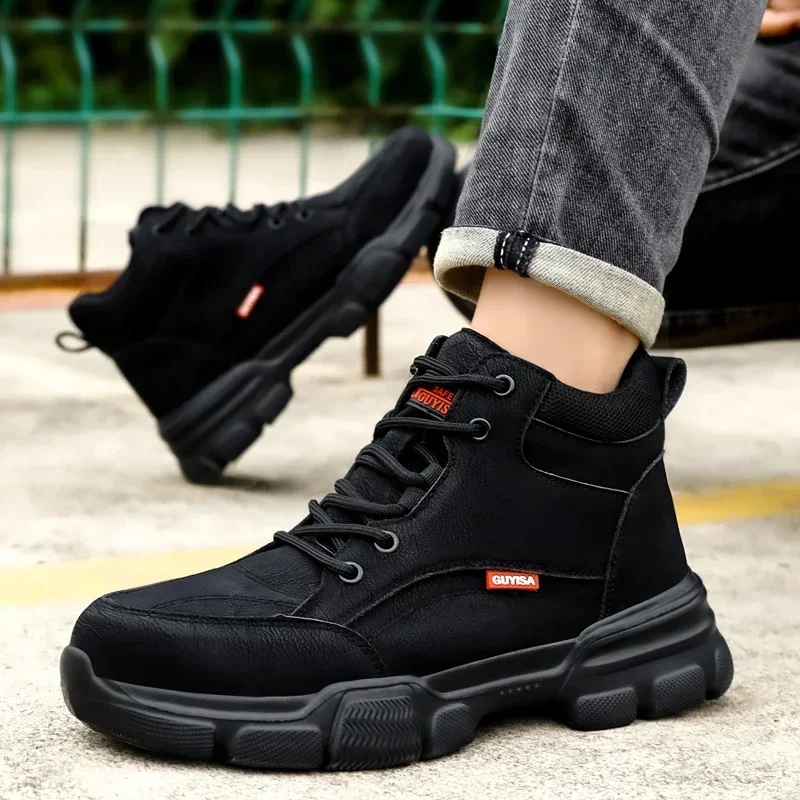 New Winter Men Ankle Boots Outdoor Puncture-Proof Steel Toe Work Safety Boots Indestructible Men Work Sneakers Big Size 37-45