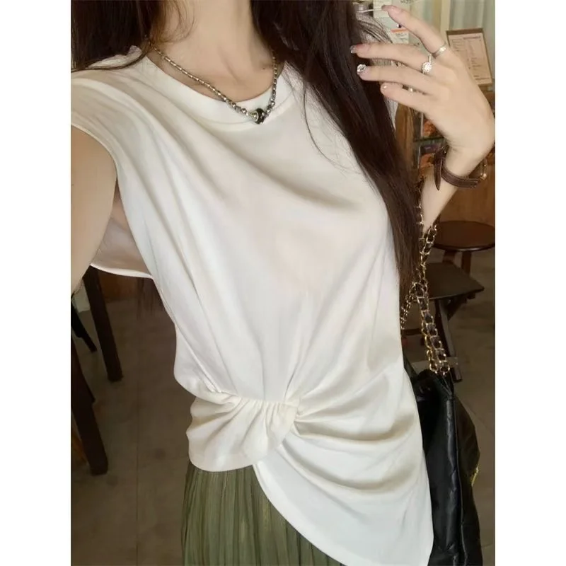 Conjunto Retro Ele asimétrico de cintura alta para mujer, conjunto adelgazante, falda informal de verano, pantalones, traje de dos piezas, pantalones de pierna ancha