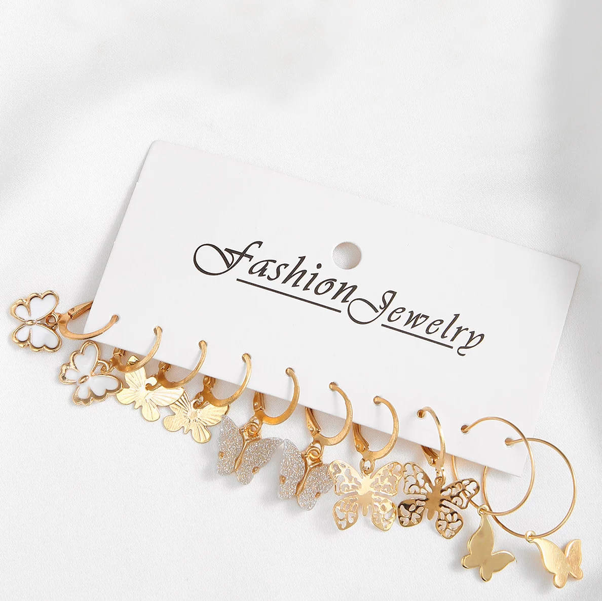 10pcs New Earrings Creative Retro Simple Hollow Heart Golden Butterfly Earrings Set Seasons Party Wedding Party Dating Travel Da