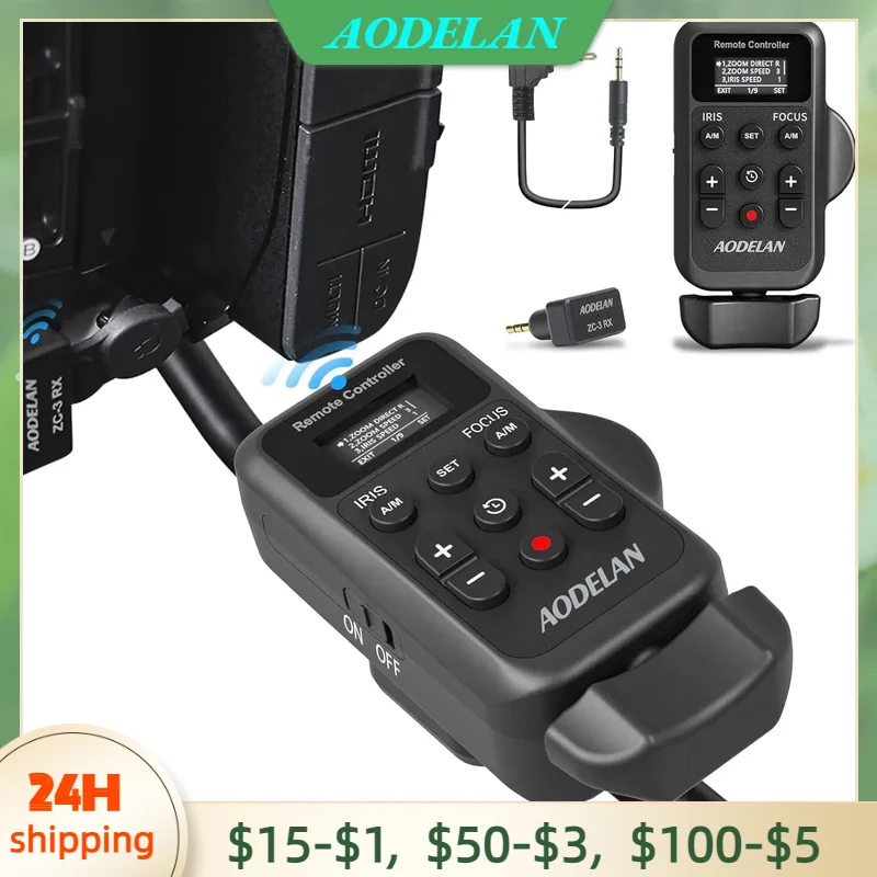 AODELAN mis à jour ZC-3 caméscope sans fil LANC 2.5mm caméra télécommande pour Sony Canon vidéo Zoom, mise au point, IRIS et enregistrement