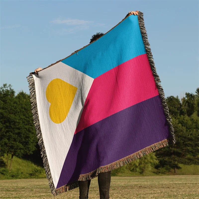 

Gaslight Gatekeep Girlboss Tricolor Polyamory Pride Flag LGBT Rainbow Jacquard Fringed Woven Throw Blanket