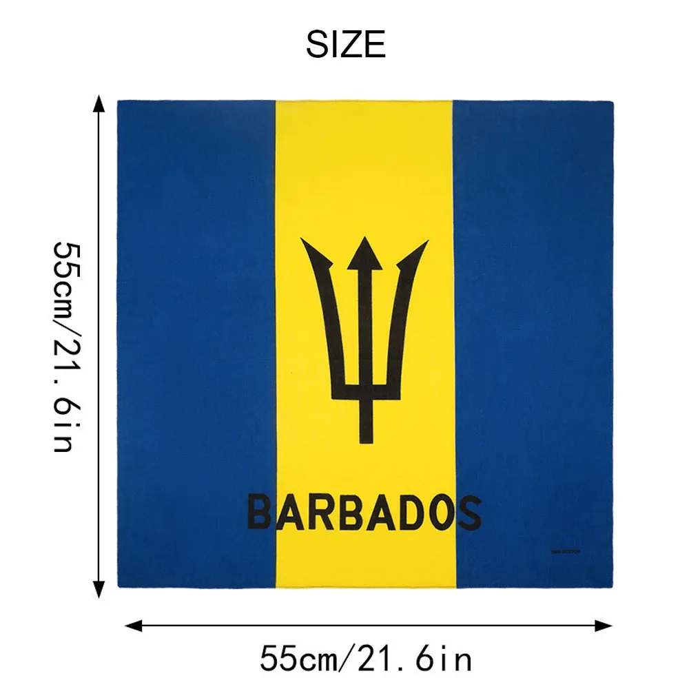 Hip Hop Bandana Barbados Flag Men Women Outdoor Sports Headband Hair Band Wrist Wraps Hair Scarves 100% Cotton Hair Accessories