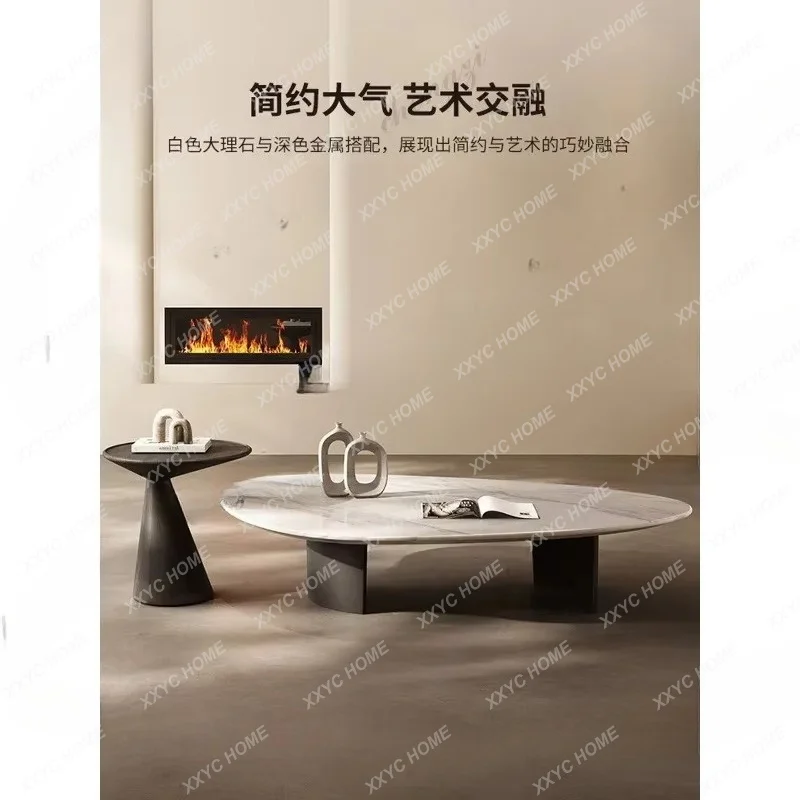 XX Pure natural luxury stone coffee table high-end light luxury stone marble special-shaped coffee table living room
