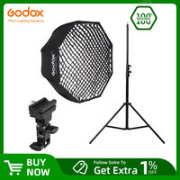 Godox 120cm Umbrella Octagonal Honeycomb Grid Softbox with 280cm Aluminum Light Stand,Holder Bracket Kit for Flash Speedlight