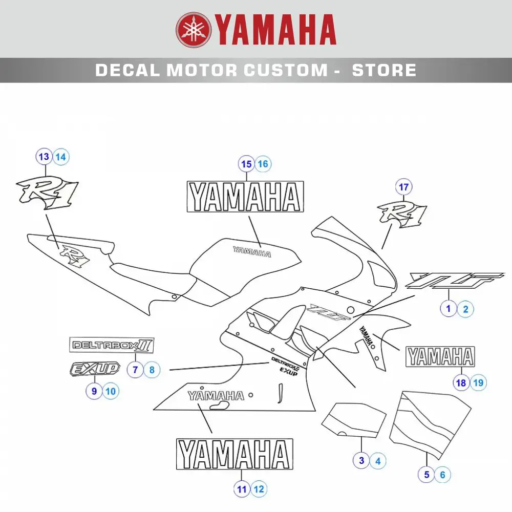 

Body decoration protection sticker motorcycle decal for YAMAHA YZF R1 YZFR1 2000-2001