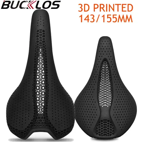 BUCKLOS 3d 자전거 안장 탄소 3D 인쇄 안장 143MM 155MM 자전거 좌석 도로 MTB 좌석 쿠션 나일론 레이싱 안장