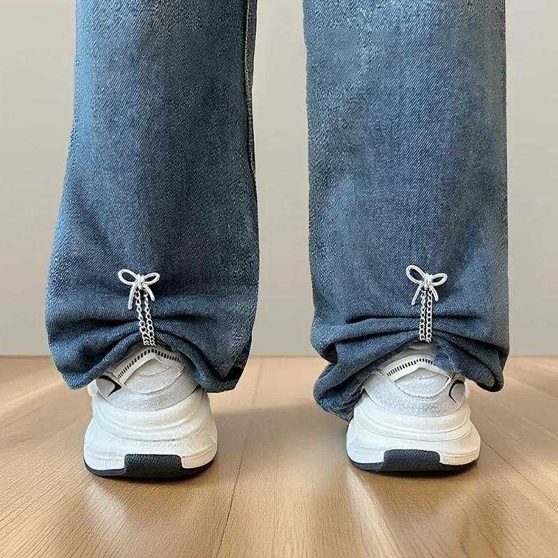 4/8 Stück dekorative Clips für den Saum von Kleidung, Herz-Schleifen-Design, geeignet zum Befestigen von Knopfkettenclips an Hemden, Hosen und Manschetten – Detail 1