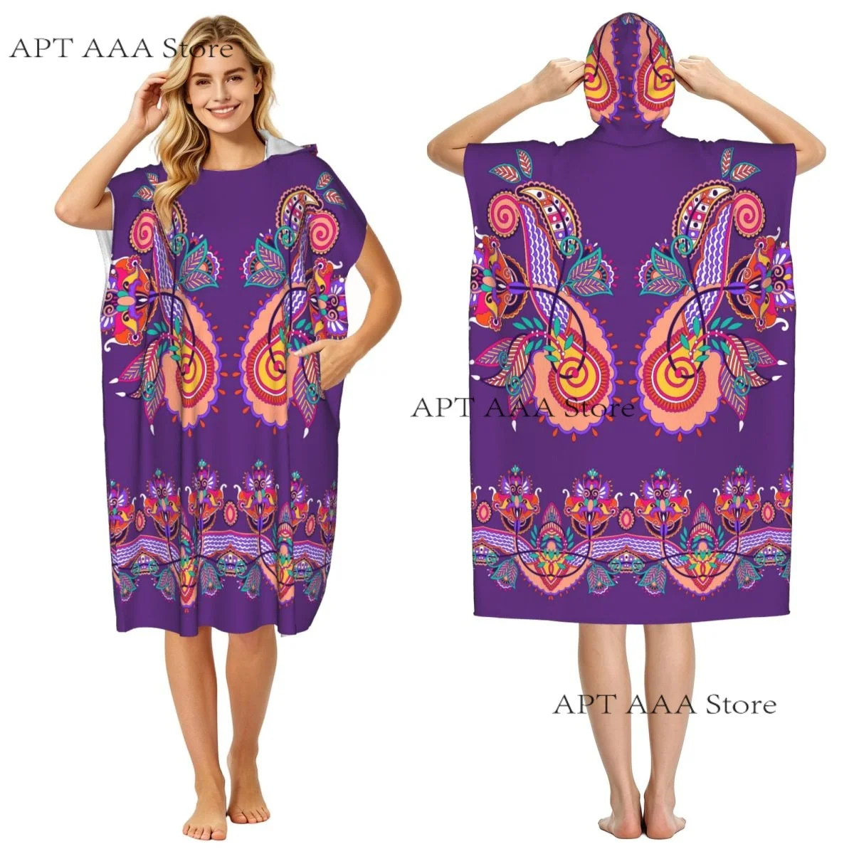 Beach Towel Microfiber Travel Towel Quick Dry Compact Luxurious Embroidery Patterns Lightweight Beach Towel with Hood