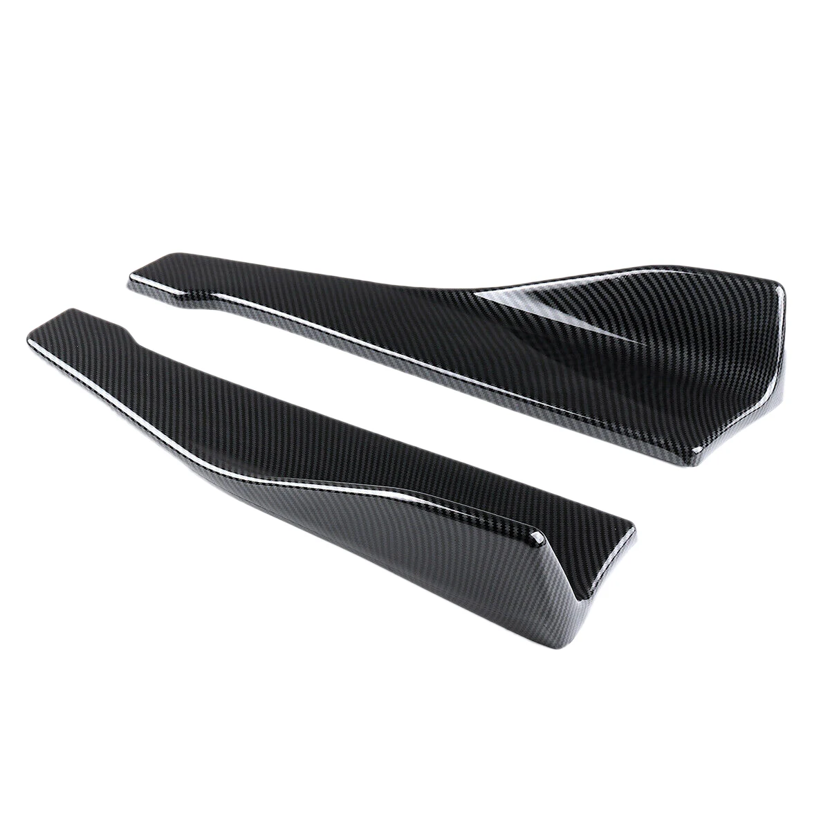 2Pcs 48cm Carbon Fiber ABS Rear Bumper Protector Diffuser Lip Splitter Apron Spoiler Side Skirt Universal Car Accessories