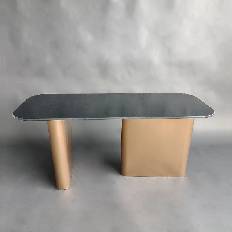 Medieval stainless steel small apartment coffee table modern simple home rectangular glass living room coffee table