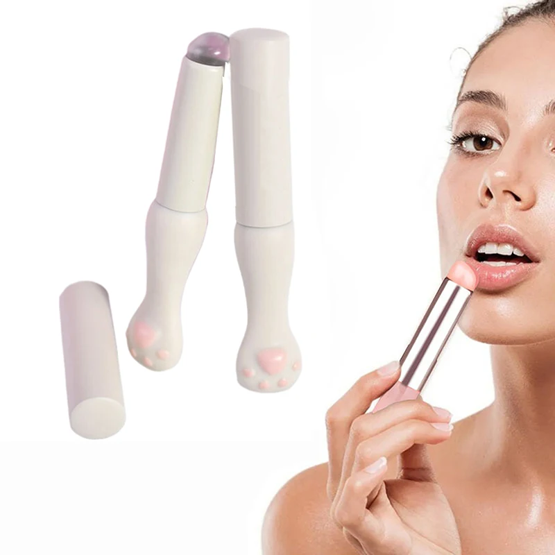 Silicone Lip Brush With Cover Angled Concealer Brushes Lip Balm Lip Gloss Angled Head Concealer Brushes Cat Paw Make Up Brushes