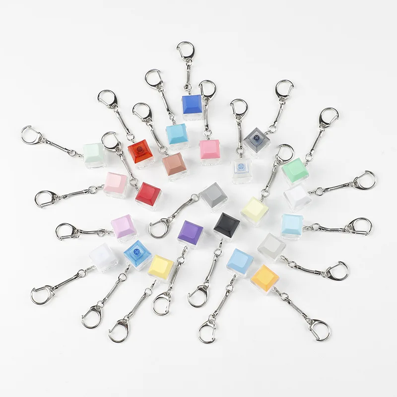 button keychain Decompression Keychain Mechanical Keyboard Button Keyring Fingertip Key Cap Pendant Antistress Toy