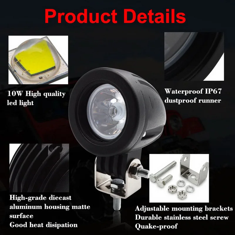 

1pcs Car High Power LED Headlight For Car Motorcycle Off Road Vehicle Waterproof Fog Fits Most Vehicles
