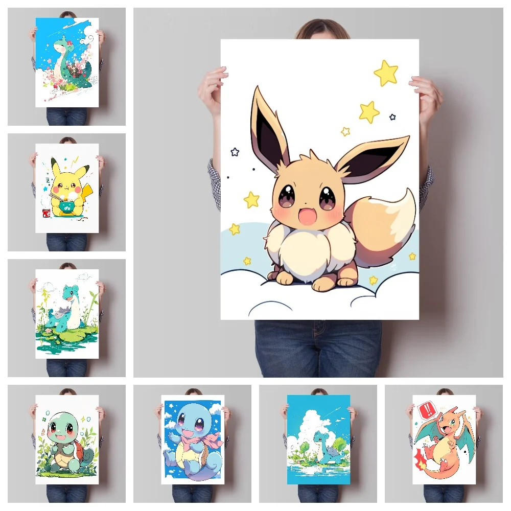 

Anime Pokemon Canvas Painting Bulbasaur Charmander Squirtle Poster and Print Watercolor Wall Art Picture Home Decor Kids Gifts