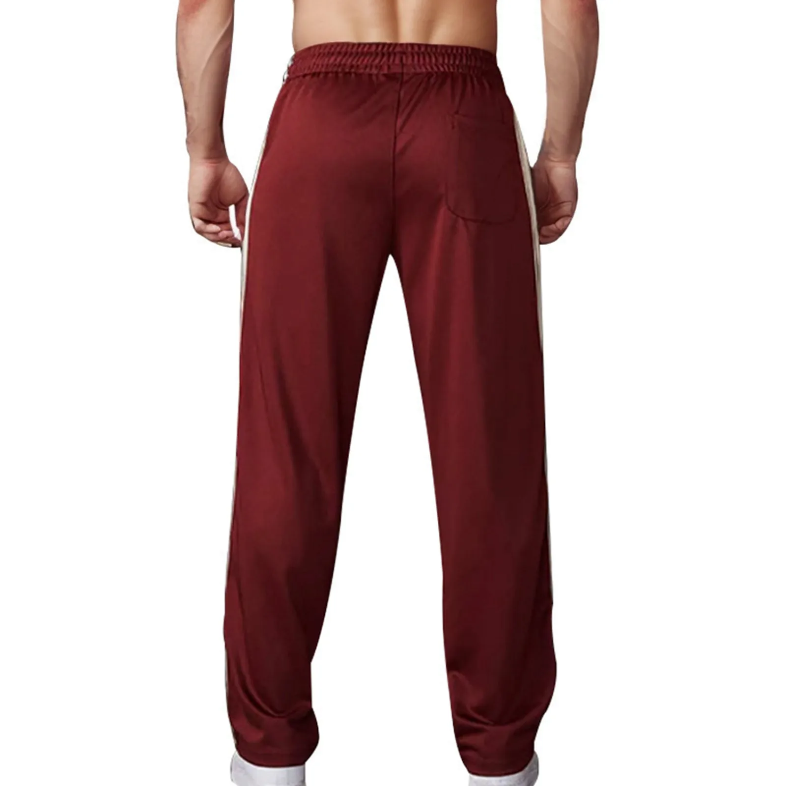 Men'S Straight Leg Sweatpants Side Vertical Stripes Fashion Simple Casual Pants Loose Wide Leg Pants Elastic Waist Long Pants