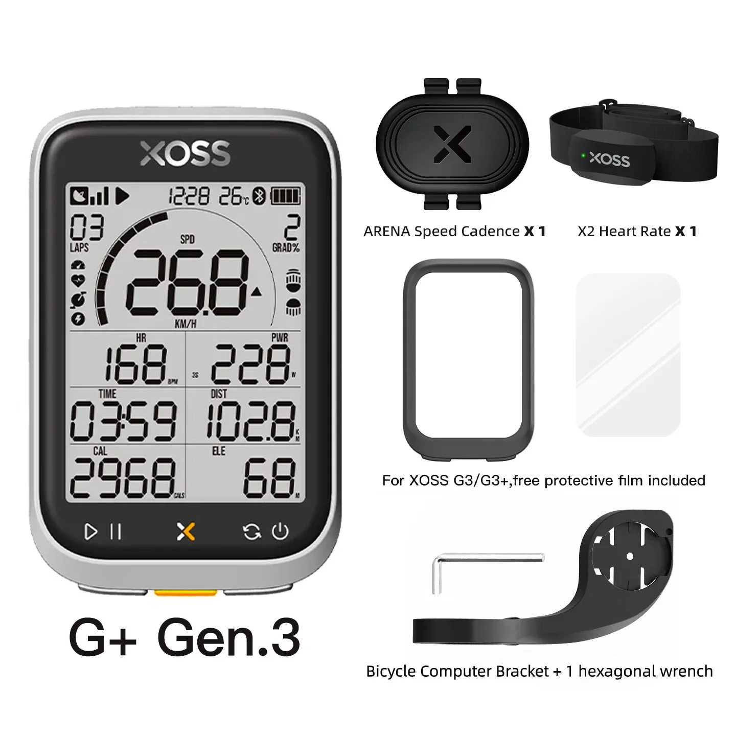 XOSS G3/G3+ GPS Bike Computer G3 Plus Cycling Speedometer ANT+