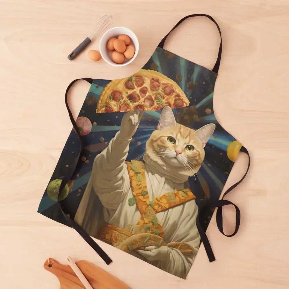 

Cheesus Crust Pizza Pope Cat Meme Apron nail tech supplies work ladies kindergarten teacher Apron