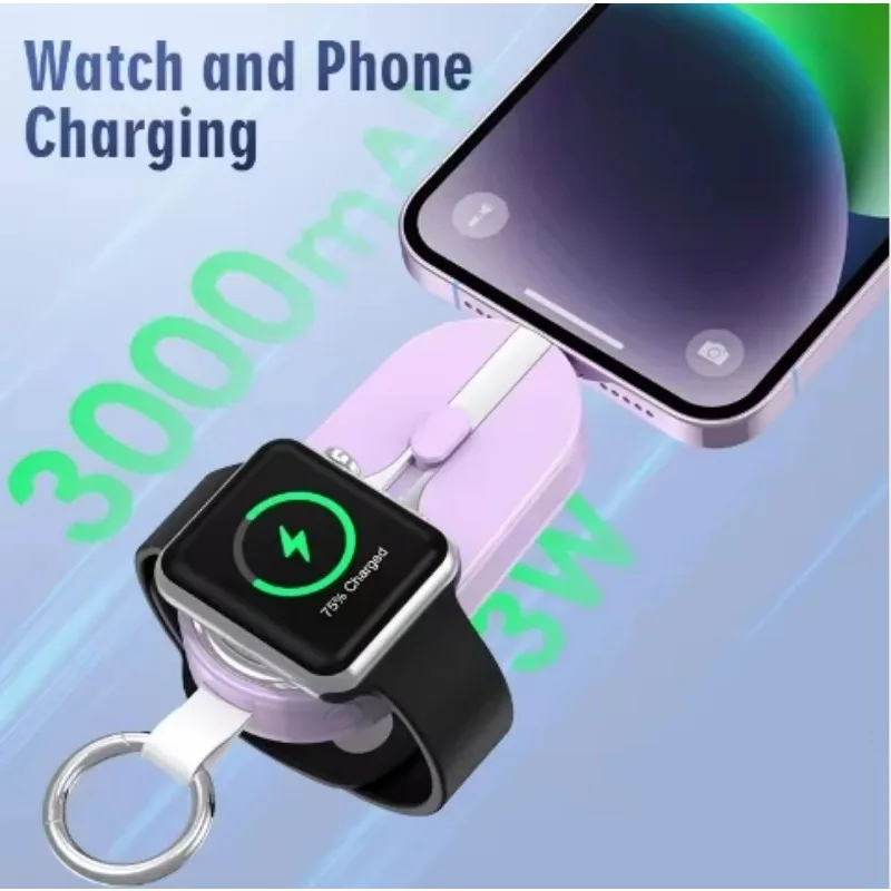 Solar Keychain Powerbank for Phone 3000 MAh Emergency Charger for IWatch Small Portable Mini Power Bank Power Station