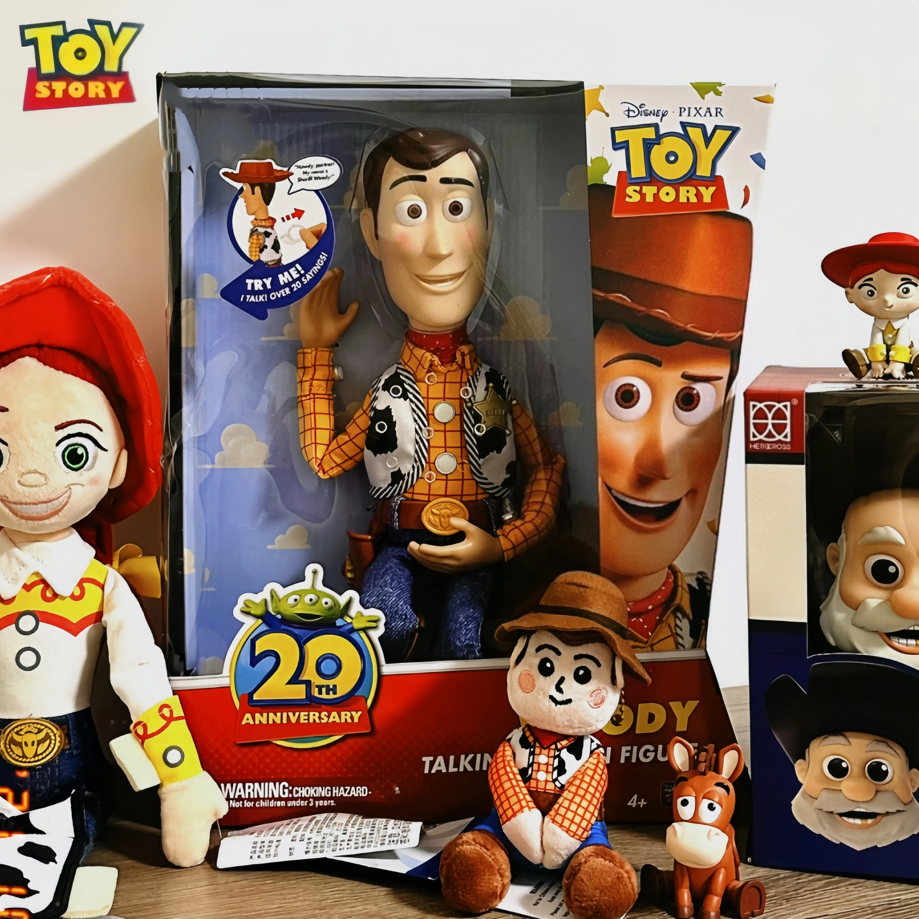 Genuine Toy Story 20th Anniversary Collector Woody Pull String Talking Doll Original Movie Voice Collectible Desktop Ornament