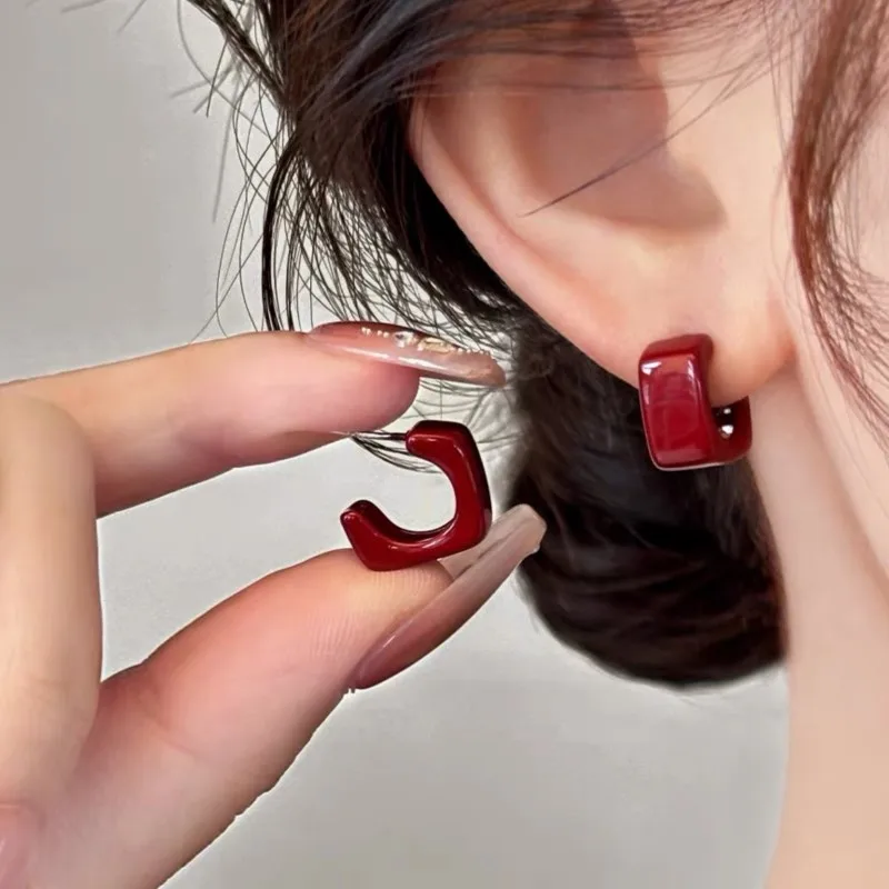 

Серьги VENTFILLE из стерлингового серебра 925 пробы с геометрическим узором и винной глазурью для женщин, универсальные минималистичные украшения, подарок, дропшиппинг