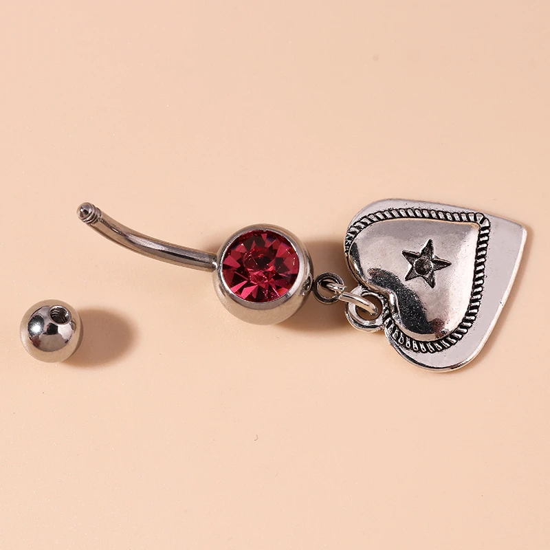 Cute Love Heart Belly Button Rings Navel Rings Sexy Piercing Body Jewelry for Women Girls Party Holiday Jewelry Accessories
