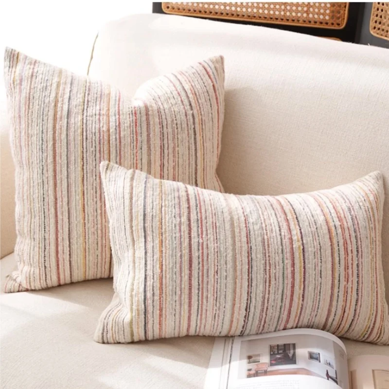 Colorful Lines Pillows Ivory Color Cushion Case Modern Simple Nature Decorative Pillow Cover For Sofa Chair Home Decorations