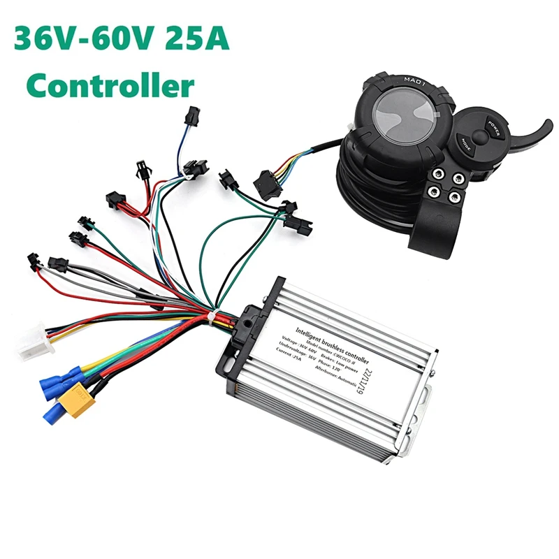 Electric Scooter 36V-60V 25A Brushless Controller+36V-72V MA01 LCD Display For 6 Tube Universal Controller