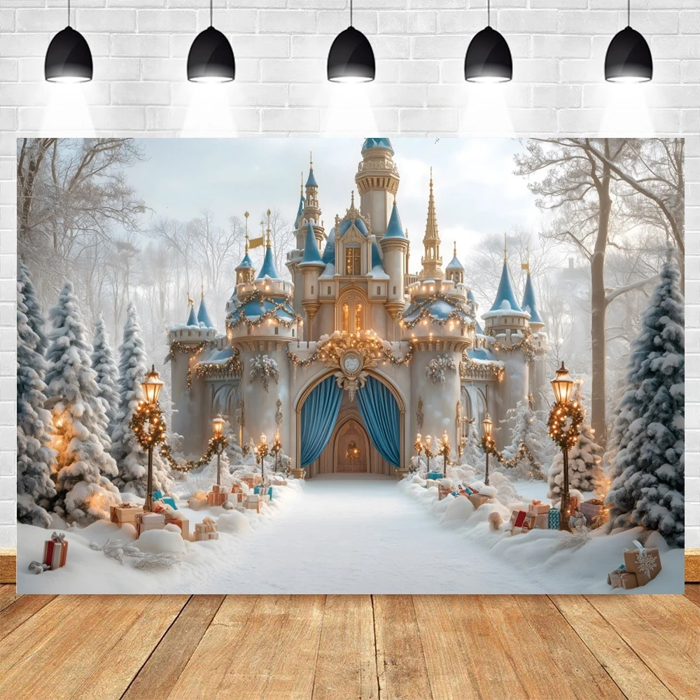 Winter Wonderland Ice and Snow Castle Photo Background Fairy Tale Princess Party Christmas Decor Photography Background Props