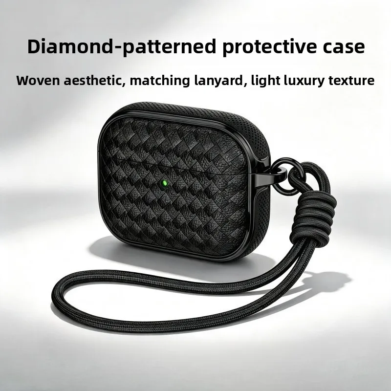 Braided Pattern Case with Lanyard for AirPods Pro 3, AirPods 5/4, Bluetooth Earphone Cover, Comes with Cleaning Tool