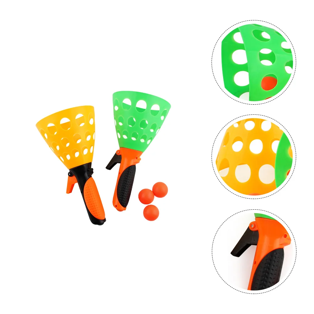 

5 Pcs Toss Ball Toy Perfect Size Toys Kids Interactive Catch Balls Game Air Portable Click and Plastic Launcher Kit Shooter