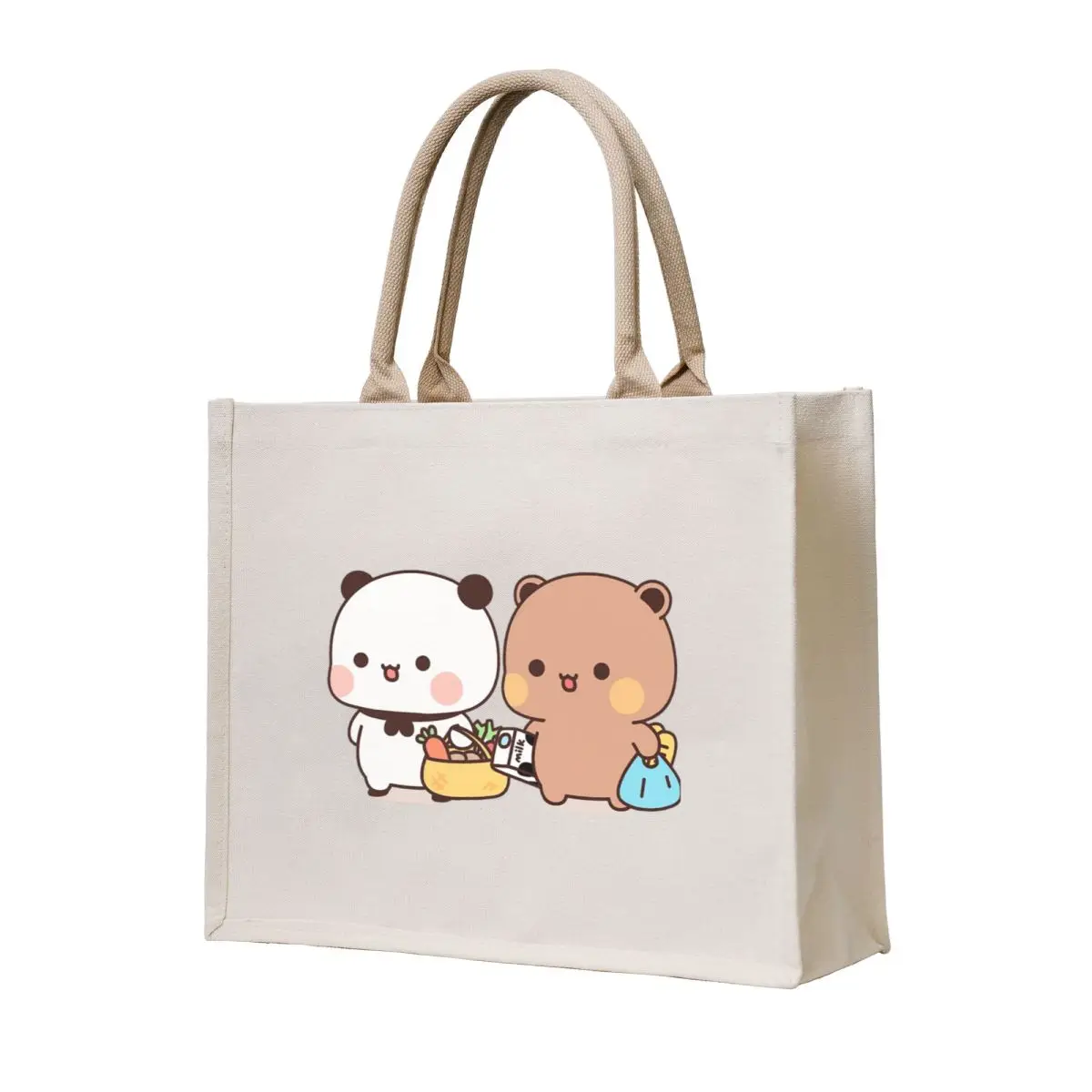 

Cute Bubu And Dudu Go To Grocery Together Tote Bag Handbags Gift bag personalized tote bag
