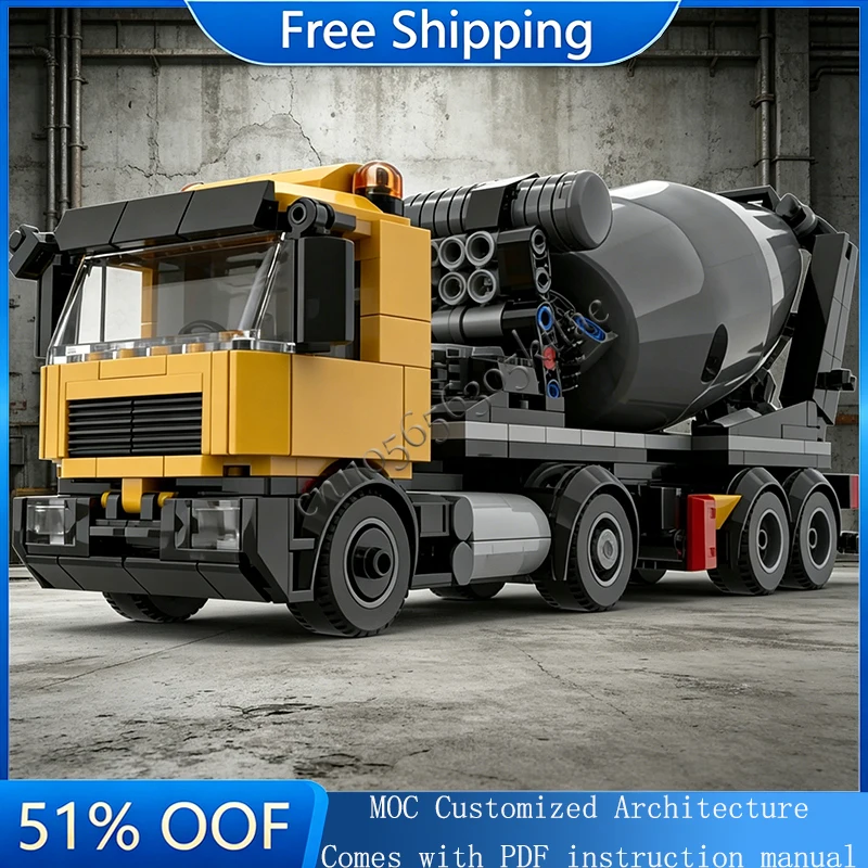 

392 PCS MOC City Transportation Cement Mixer Truck Trailer And Tractor Model Custom Puzzle Brick Creative Assembly Puzzle Gifts
