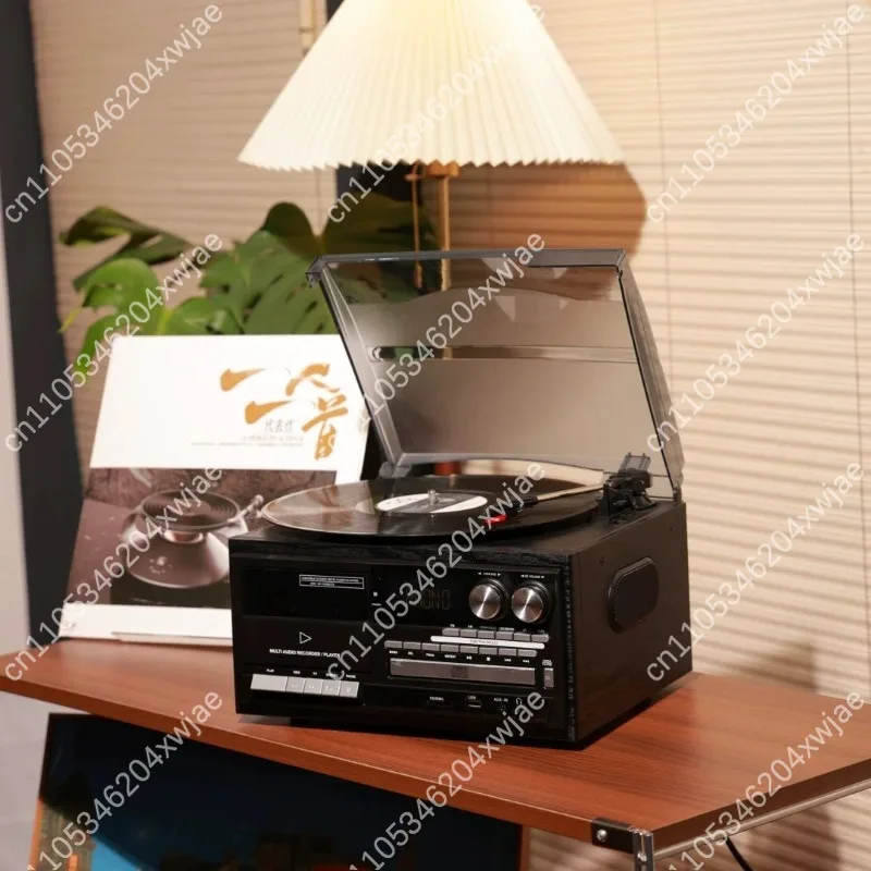 Multifunctional Retro Turntable CD Cassette Bluetooth Player Light Luxury Mini Desktop Audio Decor Gift