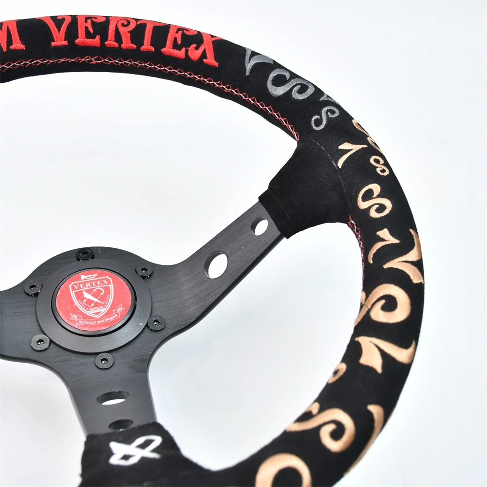VERTEX 320mm Car Steering Wheel Deep Dish 6 Bolts Universal Sports Steering Wheel With Leather Embroider 5