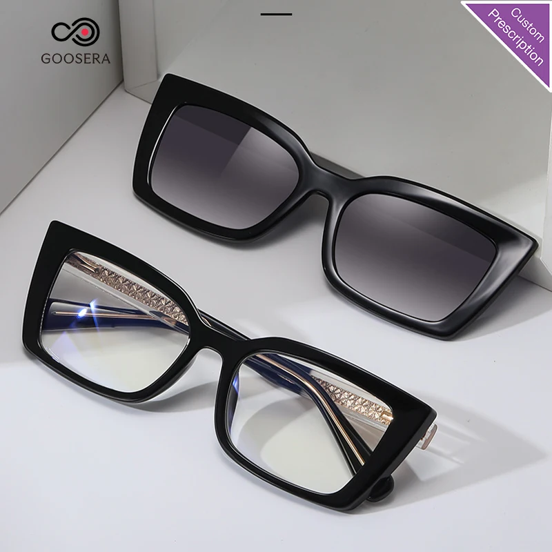 

TR90 Anti Blue Reading Glasses With Small Square Polarized Sunglasses Clip Ladies Retro Optical Eyeglass for Outdoor Office