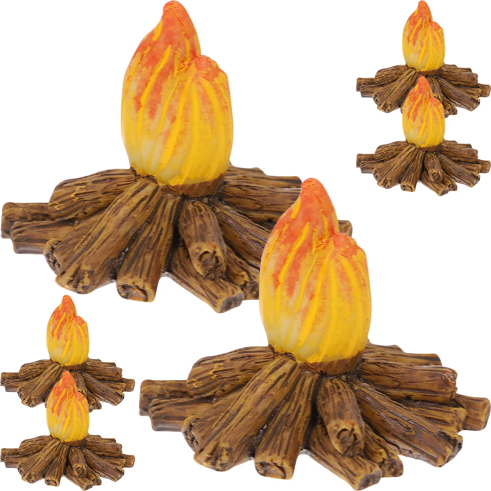 

6 Pcs Micro Landscape Decoration Resin Ignition Miniature Camp Fire Campfire Model Fairy Gardens Camping