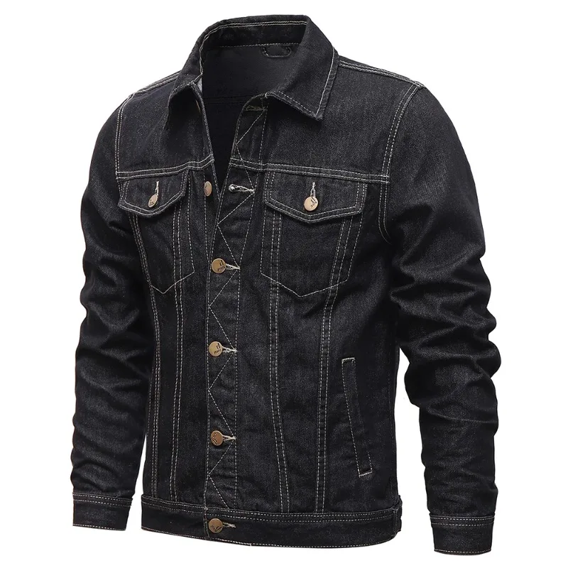 

Spring Autumn Men Denim Jackets Casual Solid Color Lapel Single Breasted Jeans Jacket Men Slim Fit Cotton Outwear Jackets